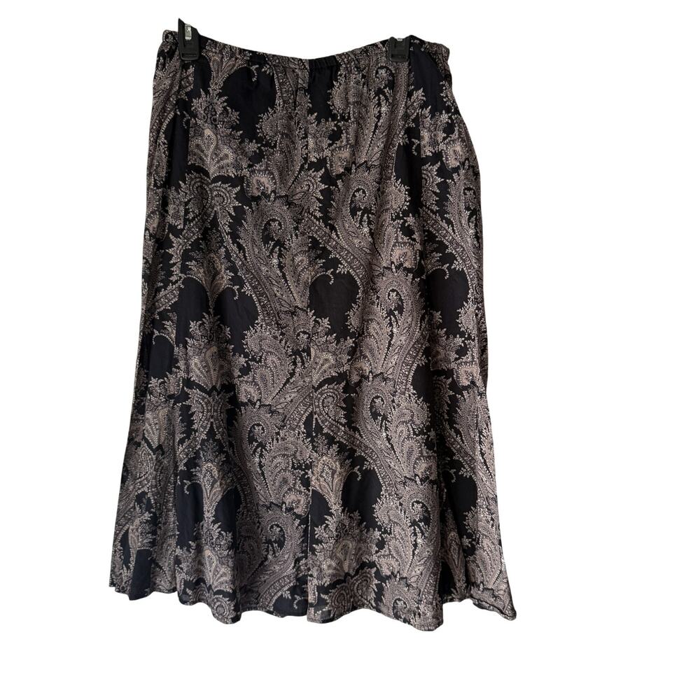 Kial‎ Skirt Y2k Large Black Paisley Elastic Waist 100% Cotton Whimsigoth Fairy